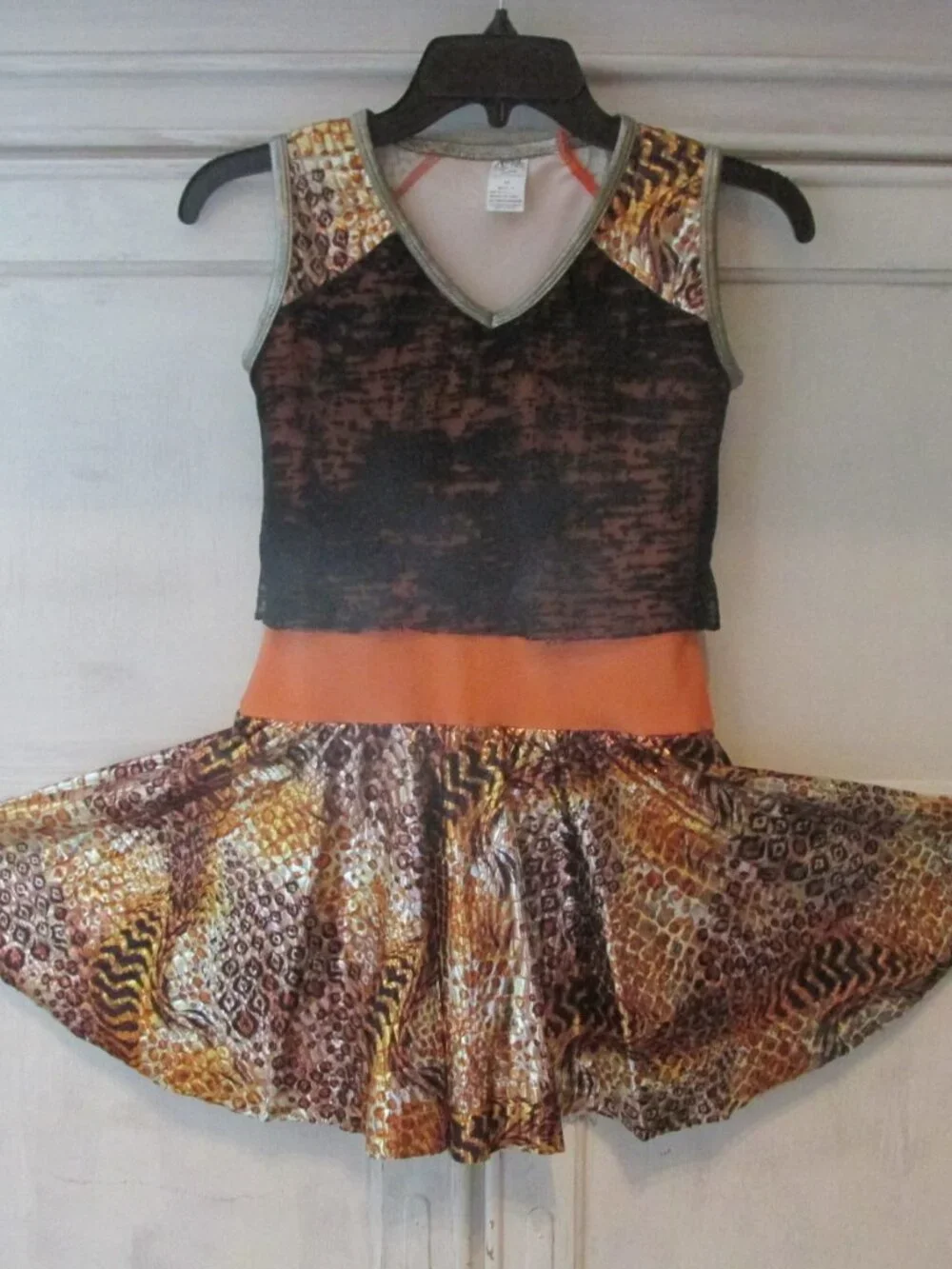 AWISH COME TRUE GIRL'S SIZE L LEOTARD V1906 ORANGE FALL AUTUMN DANCE COSTUME ACT